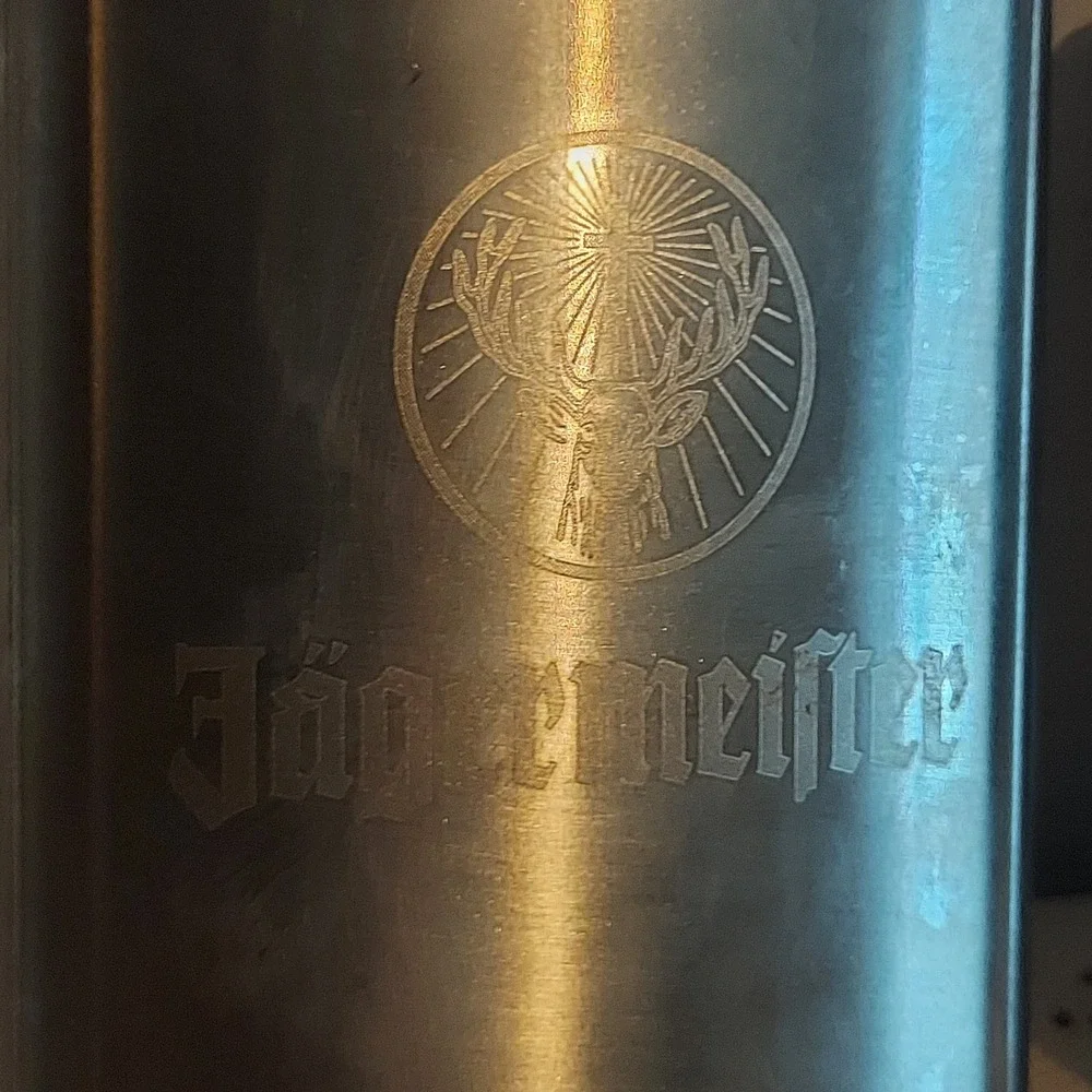 Jagermeister Stainless Steel Hip Flask Set 6oz Etched and Embossed Logo Silver